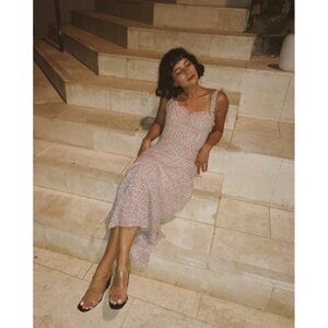 Reformation Dress Nikita Floral Midi Ruffle Shelby 10 GUC